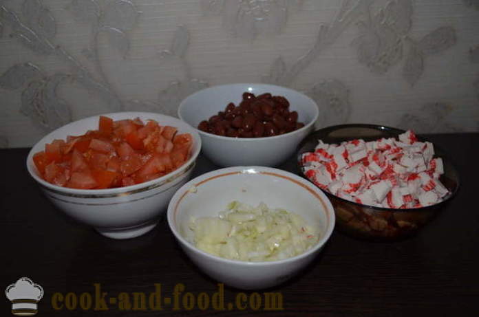 Salata de fasole roșie simplă cu roșii - cum să pregătească o salata cu fasole roșie, un pas cu pas reteta fotografii