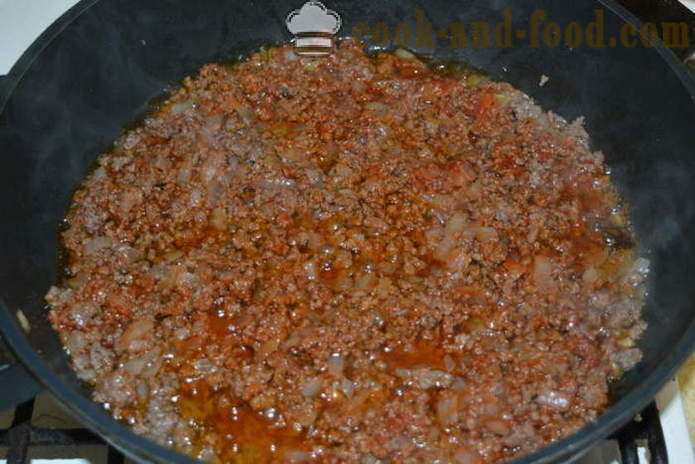 Macaroane caserola cu carne tocată și sos bechamel - cum să gătească paste caserolă în cuptor, cu un pas cu pas reteta fotografii