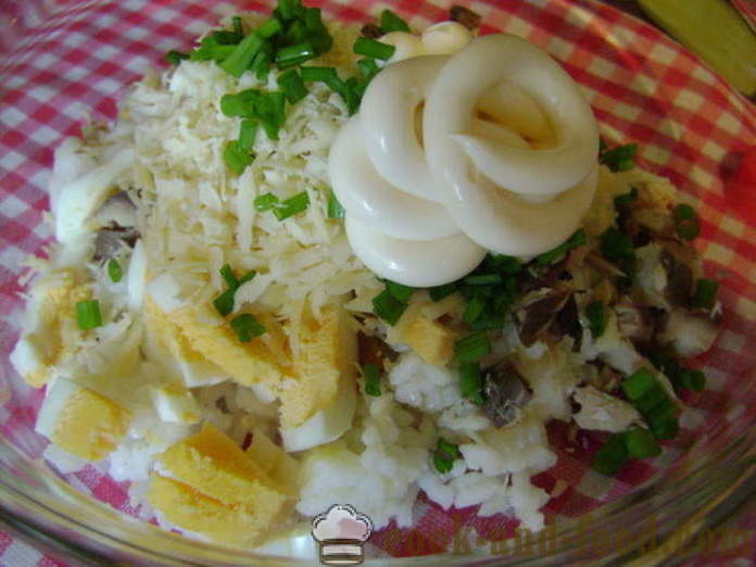 Salata de pește simplă cu orez și ou - modul de a găti salata de pește cu orez, un pas cu pas reteta fotografii