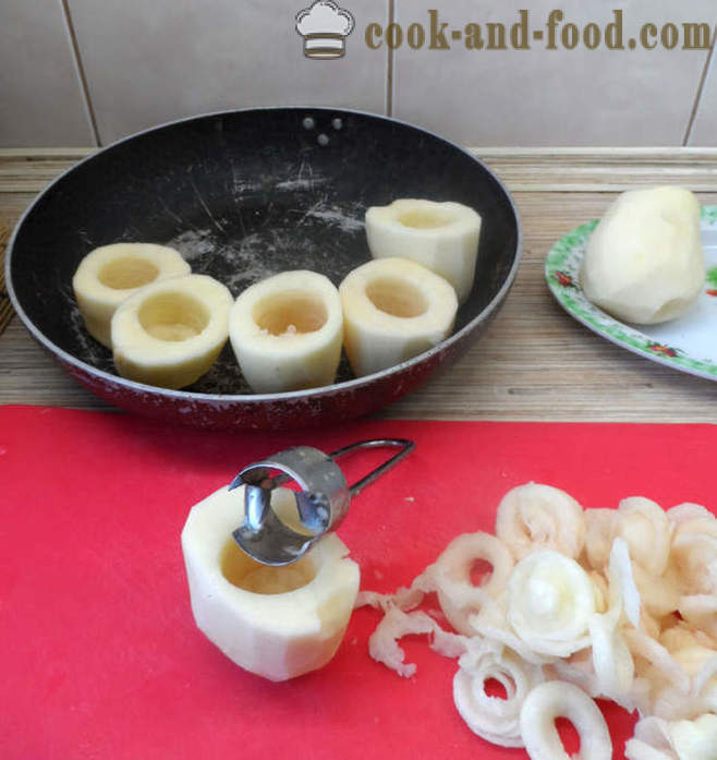Cartofi la cuptor umplute cu ciuperci si branza - modul de a găti cartofi umplute cu ciuperci, un pas cu pas reteta fotografii
