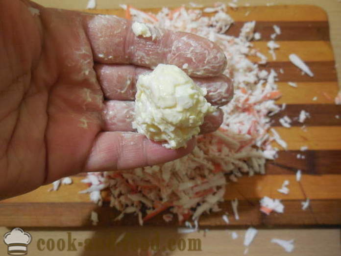 Salata Raffaello de crab bastoane - cum să gătească crab Raffaello, un pas cu pas reteta fotografii