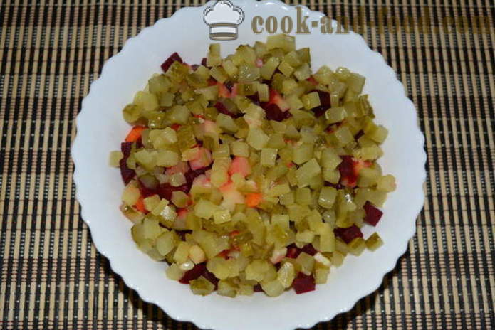 Vinaigrette în multivarka mazăre, castraveți - cum de a găti salata în multivarka, pas cu pas reteta fotografii