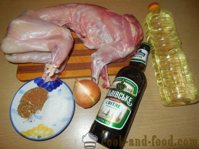 Rabbit fiert în bere în utyatnitsu - cum să gătească un iepure în bere în cuptor, cu un pas cu pas reteta fotografii