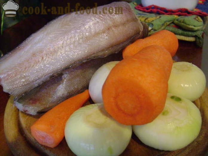 O brotoly reteta delicioasa înăbușită cu ceapă și legume - gătit pește brotola sub maioneza, un pas cu pas fotografii rețetă