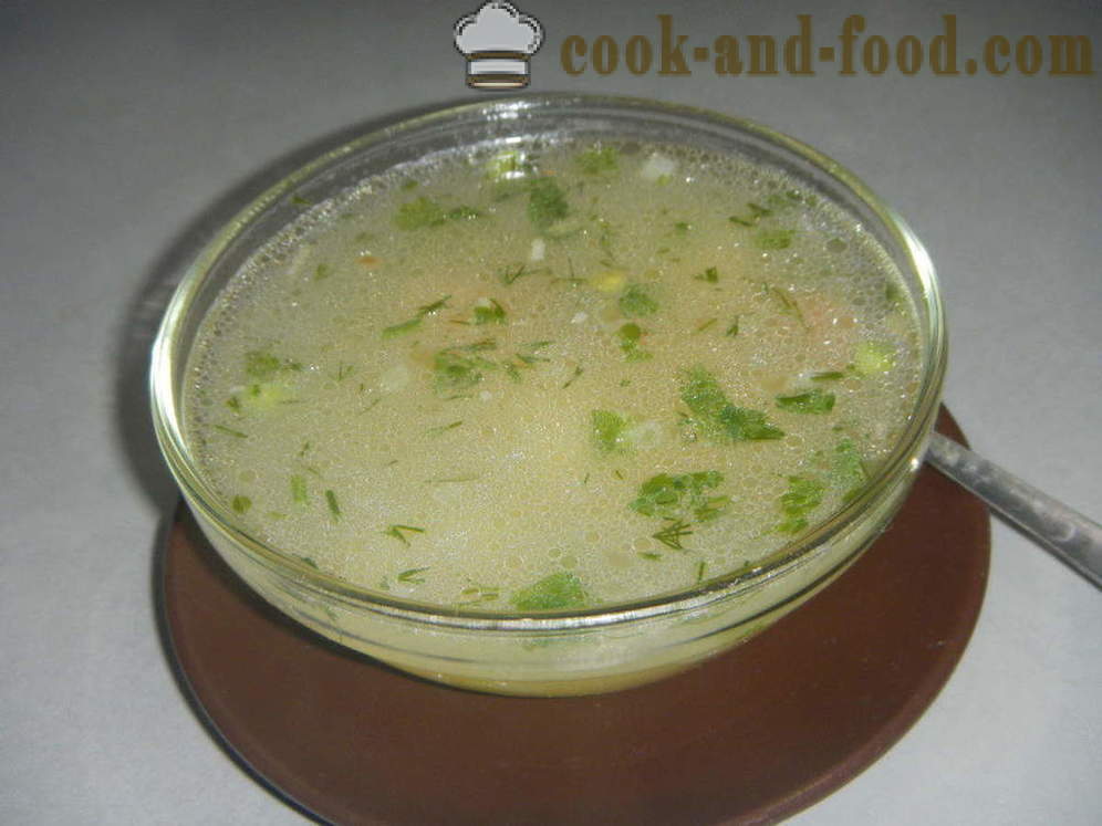 Supa de pui cu mazăre verde - modul de a găti supă cu mazăre verde congelate sau proaspete, cu un pas cu pas reteta fotografii