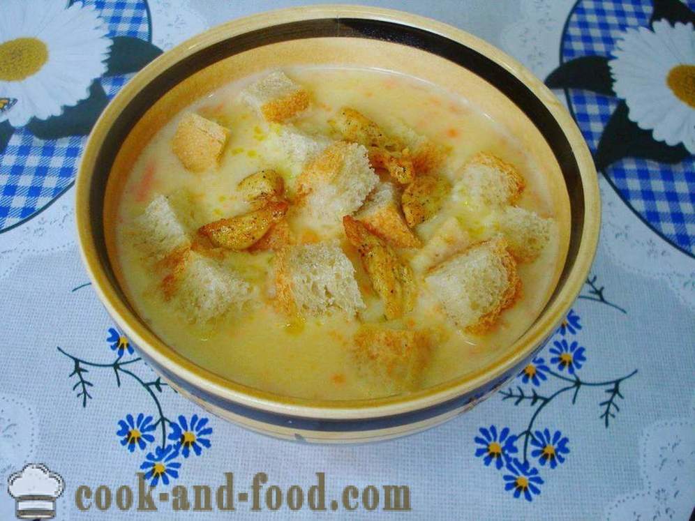 Supa de mazare cu carne de pui si crutoane - modul de a găti supă de mazăre cu carne de pui și brânză topită, un pas cu pas reteta fotografii