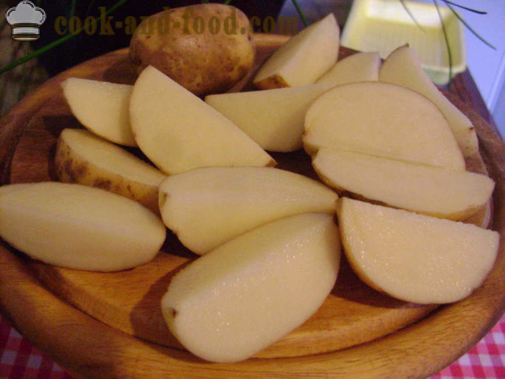 Cartofi la cuptor cu o crustă - cum ar fi feliile de cartofi copți în cuptor, cu un pas cu pas reteta fotografii