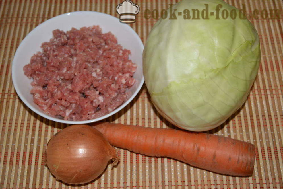 Varză Fiert cu carne tocată de pe skovorode- cum să gătească o tocană delicioasă de varză cu carne tocată, un pas cu pas reteta fotografii