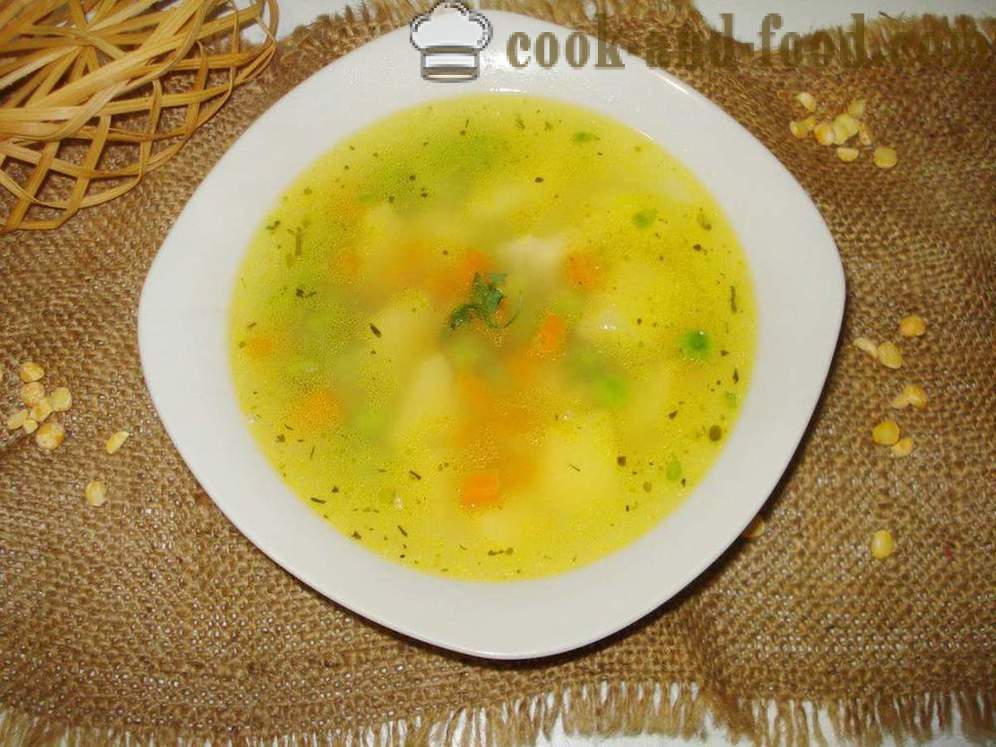 Supa de mazare Lean cu mazăre verde - Cum de a găti supă de mazăre Postului, pas cu pas reteta fotografii