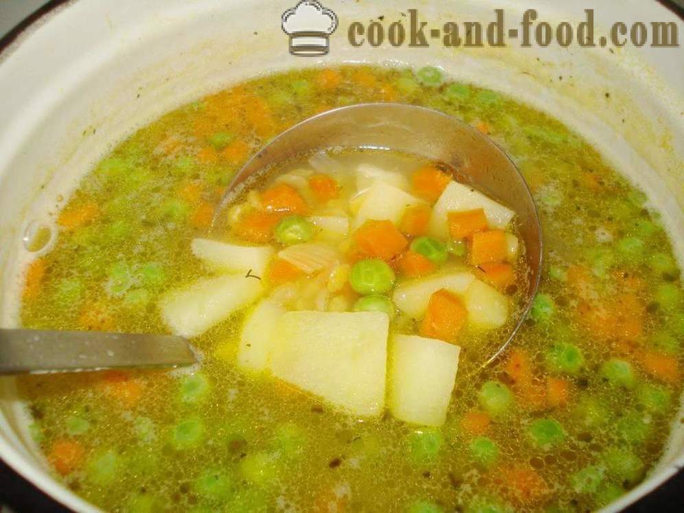 Supa de mazare Lean cu mazăre verde - Cum de a găti supă de mazăre Postului, pas cu pas reteta fotografii