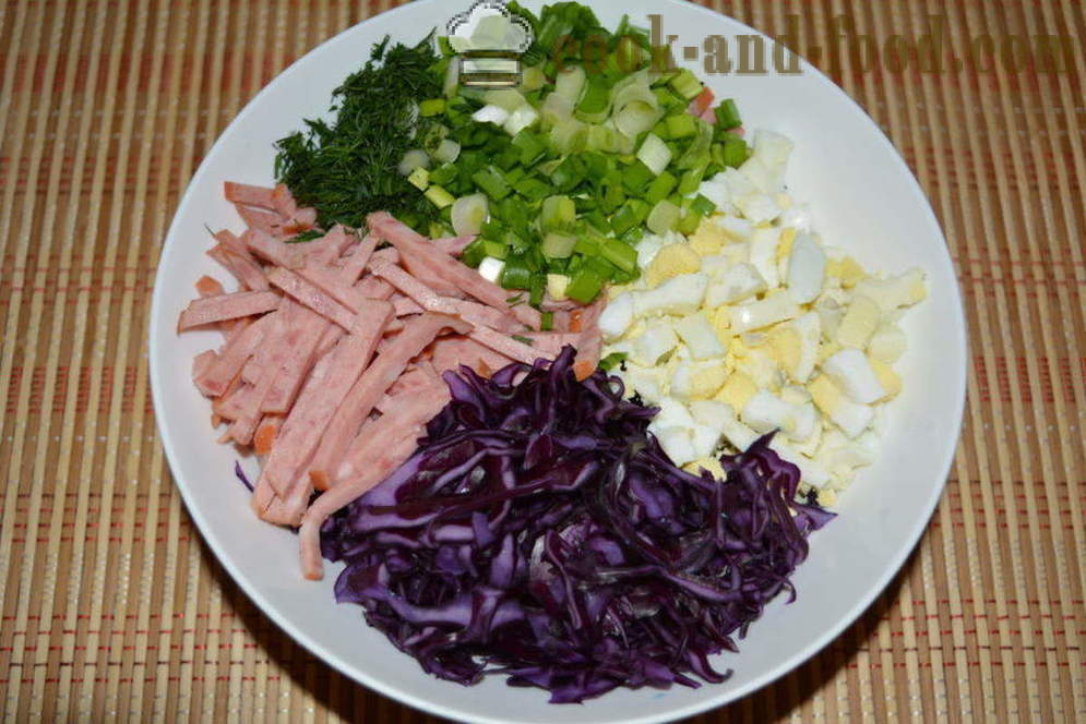 Salata de varza rosie simplă cu maioneza - cum să pregătească o salată de varză roșie, un pas cu pas reteta fotografii