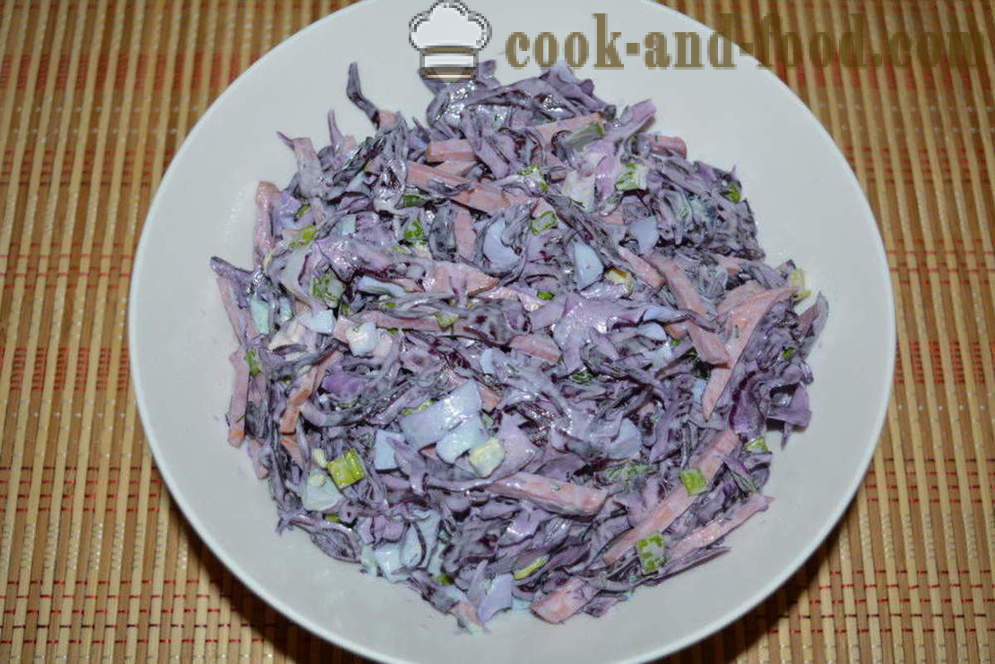 Salata de varza rosie simplă cu maioneza - cum să pregătească o salată de varză roșie, un pas cu pas reteta fotografii