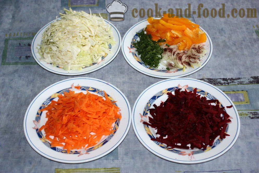 Salata de varză și vitamina alte legume proaspete - modul de a face salata de vitamina cu varza, un pas cu pas reteta fotografii