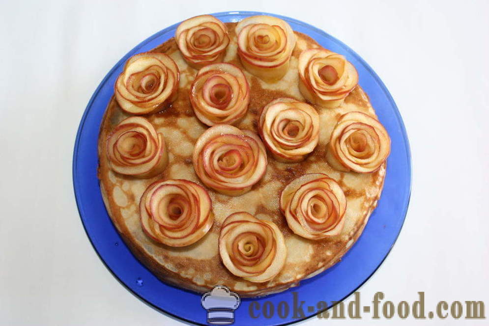 Tort clătită cu crema de branza si mere trandafiri - cum să facă un tort clătite cu caș, un pas cu pas reteta fotografii