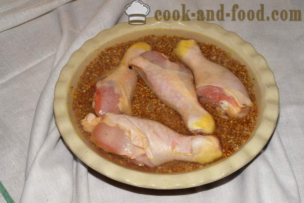 Hrișcă de pui copt în cuptor - modul de a găti carnea de pui cu hrisca în cuptor, cu un pas cu pas reteta fotografii