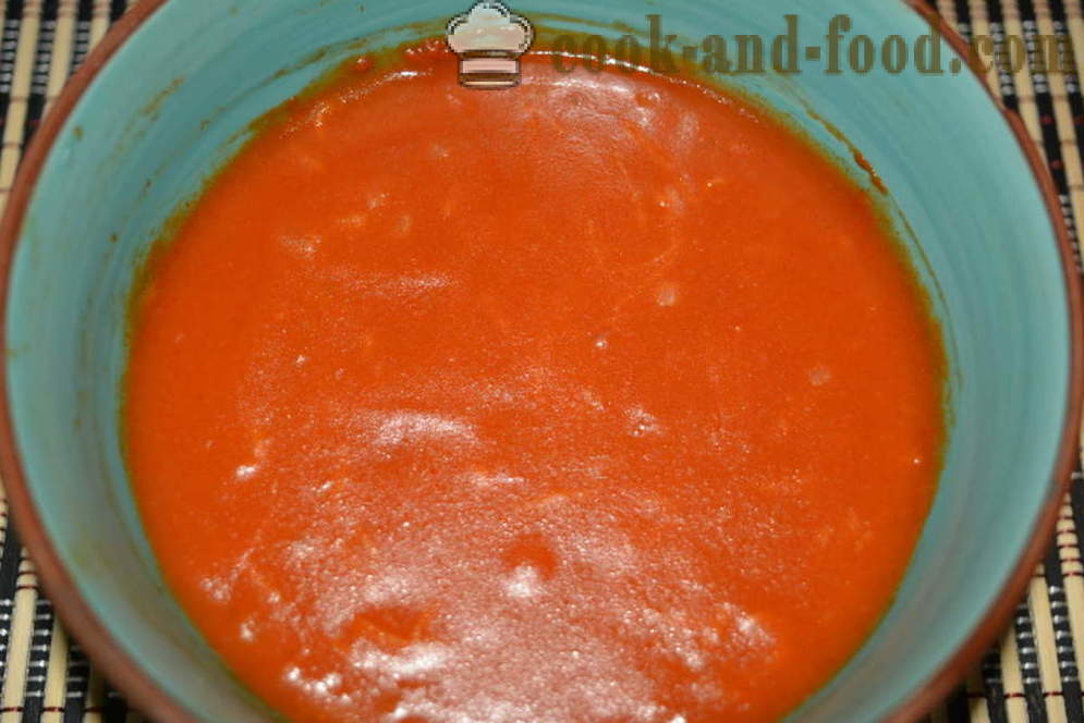 Sos Quick-sos cu pasta de tomate într-un cuptor cu microunde - cum să gătească sos de roșii, sos într-un cuptor cu microunde, un pas cu pas reteta fotografii
