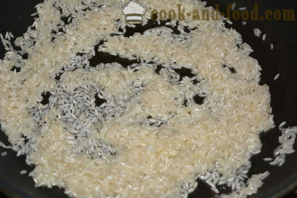 Cum de a găti orez pentru garnitura sfărâmicios - cum de a găti orez crocant într-o tigaie, un pas cu pas reteta fotografii