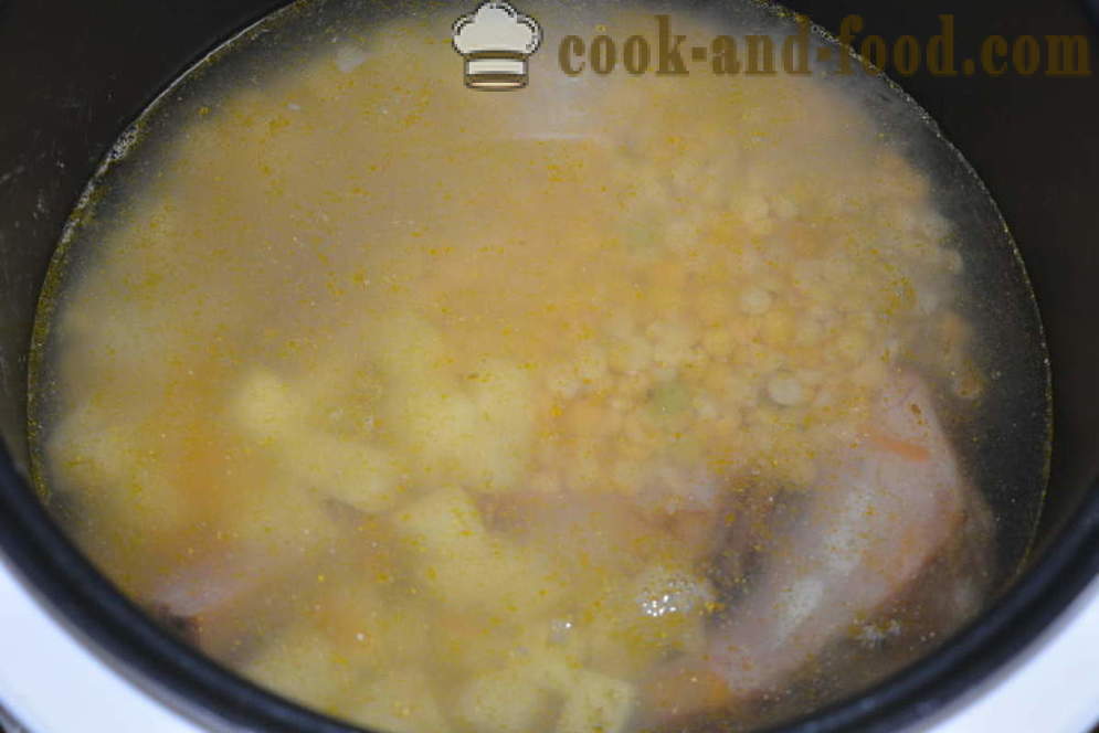 Supa de mazare cu afumat - modul de a găti supă de mazăre cu coaste afumate in multivarka, pas cu pas reteta fotografii