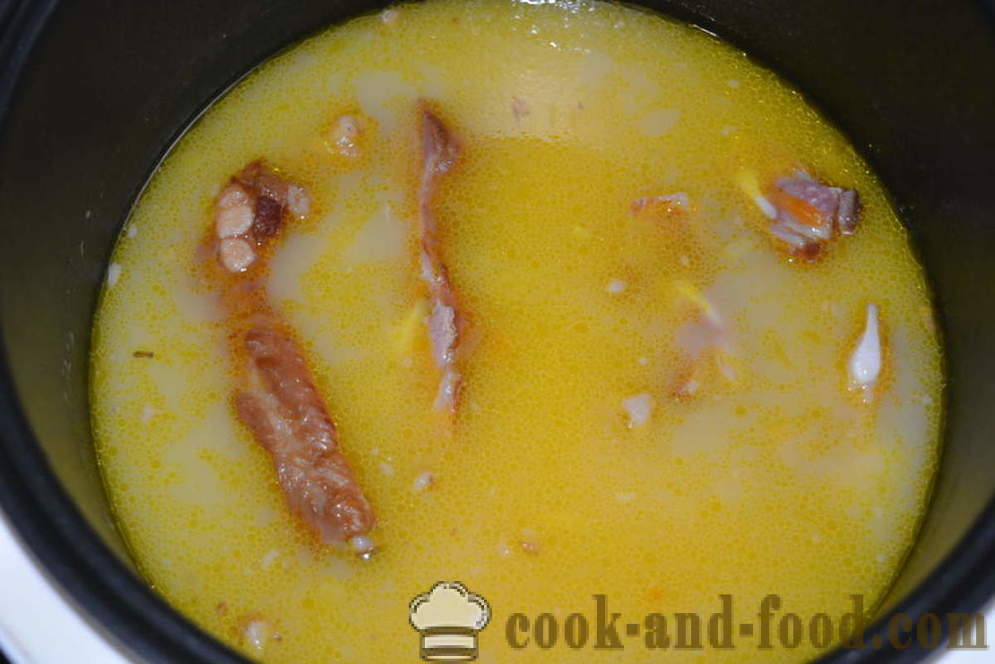 Supa de mazare cu afumat - modul de a găti supă de mazăre cu coaste afumate in multivarka, pas cu pas reteta fotografii