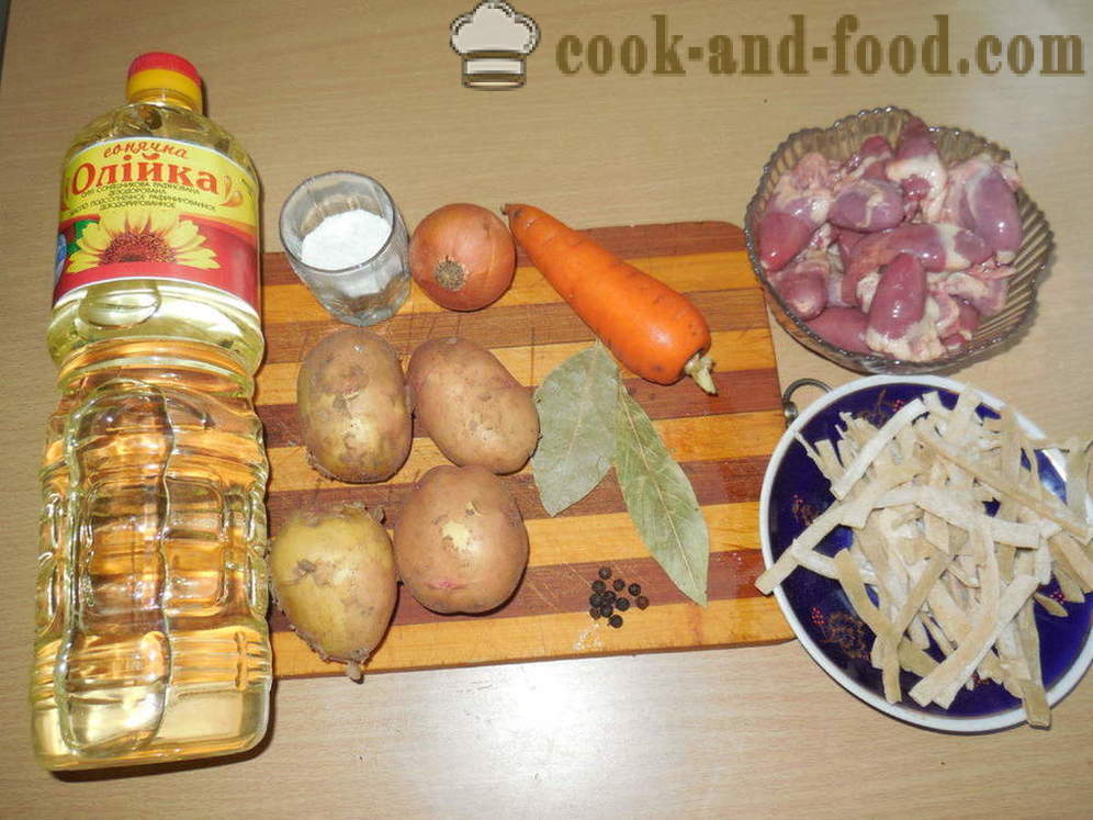 Supa cu tăiței de casă și inimi de pui - cum să gătească supa de pui în multivarka, pas cu pas reteta fotografii