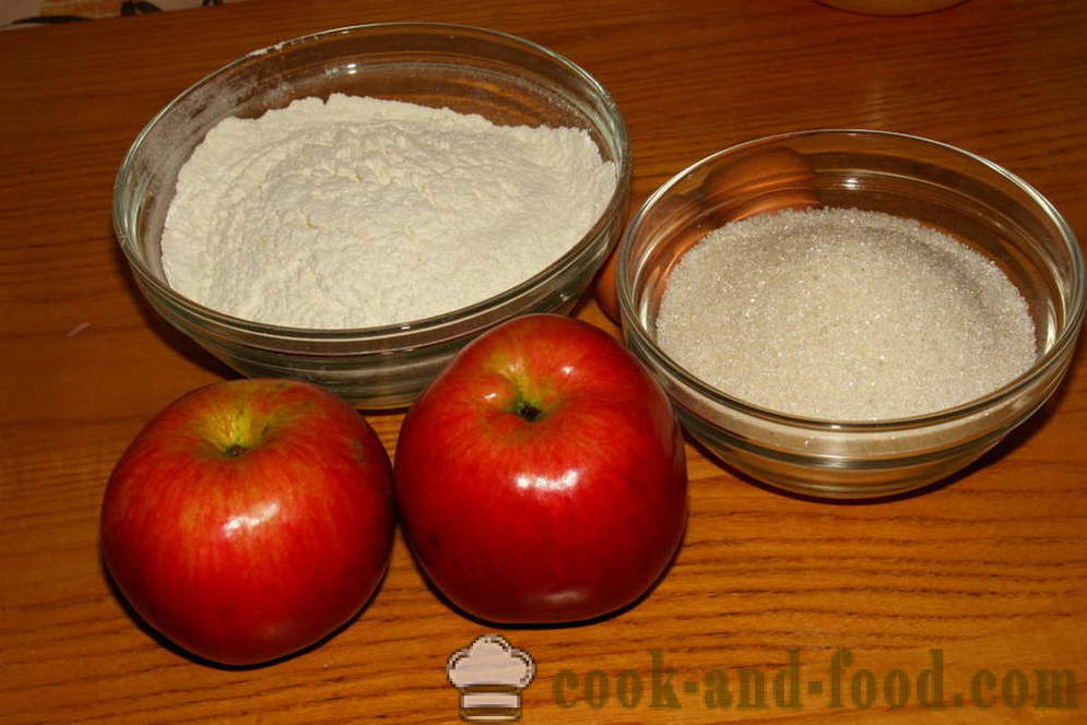 Burete cu mere tort în cuptor - Cum de a găti un tort burete cu mere, un pas cu pas reteta fotografii