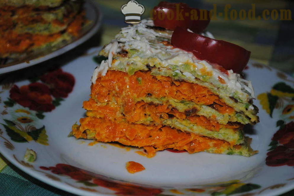 Tort de legume de dovlecei umplute cu morcov, suc de fructe cum să gătească un tort, pas cu pas reteta fotografii
