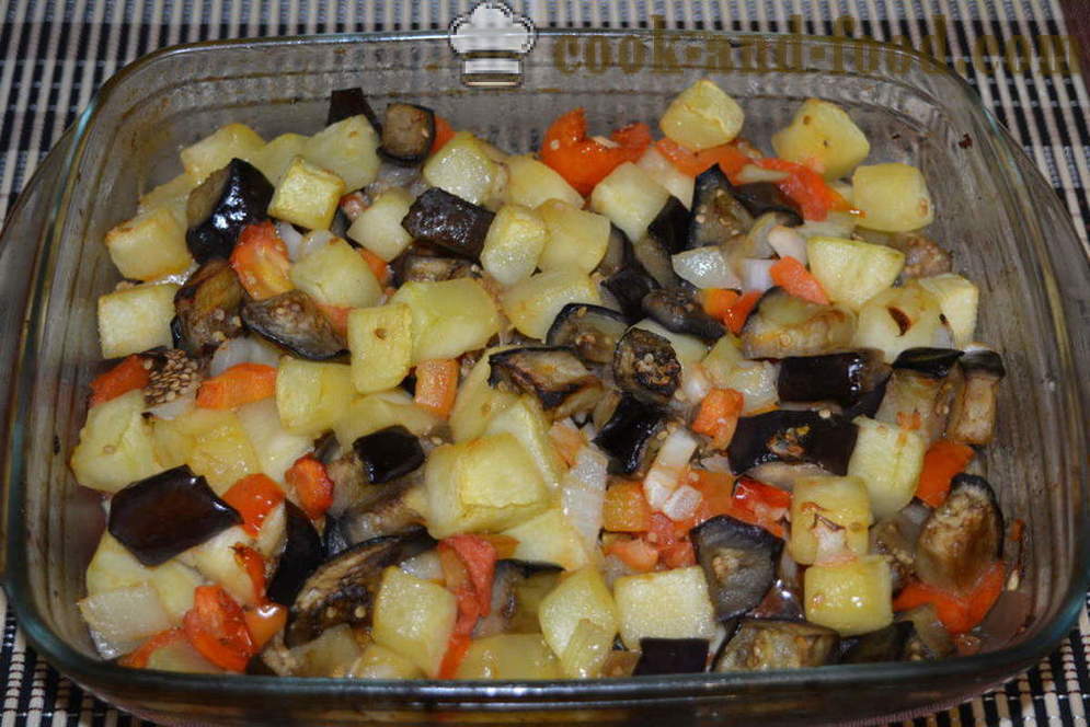 Tocană de legume cu vinete și dovlecei în cuptor - cum să gătească vinete și dovlecei sote, cu un pas cu pas reteta fotografii