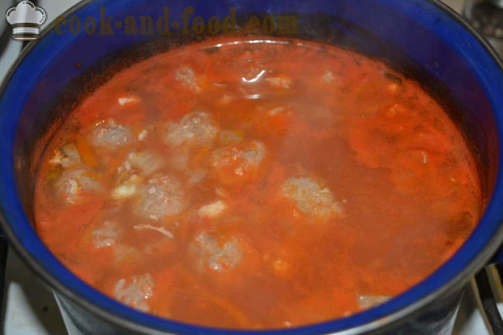 Supa de rosii cu perisoare - cum să gătească supa de rosii cu perisoare, cu un pas cu pas reteta fotografii