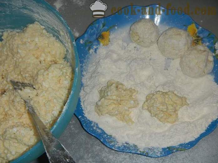 Gogoși brînză prăjite în ulei într-o tigaie - cum de a găti gogoși din brânză rapid, pas cu pas reteta fotografii