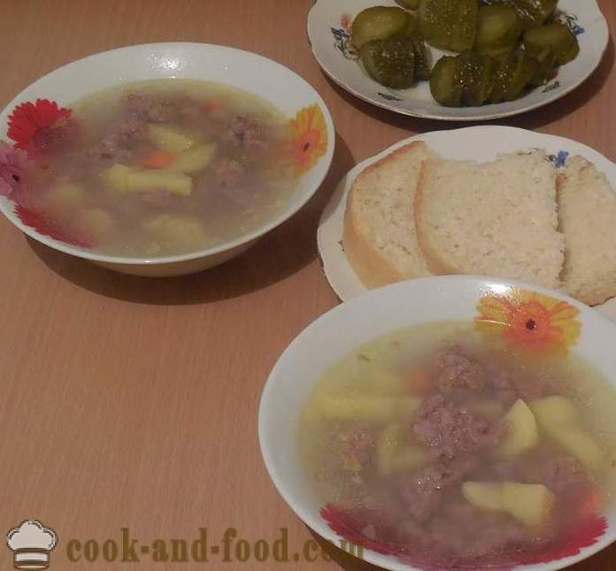 Supa cu chiftele de carne tocată și grișul - Cum de a găti supă și chiftele - un pas cu pas fotografii reteta