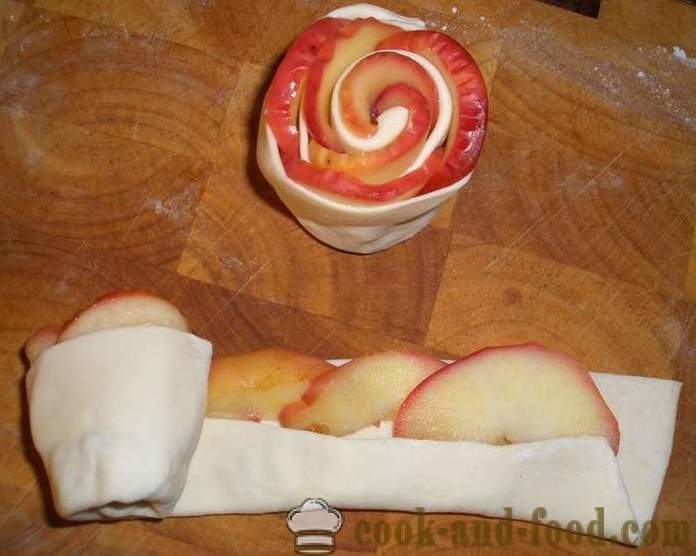Rose tort de foetaj și mere sub zăpadă de zahăr pudră - rețeta în cuptor, cu fotografii
