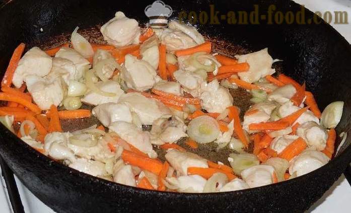 Varză Fiert cu carne de pui, legume si curry - modul de a găti varza calita cu carne de pui - un pas cu pas reteta fotografii