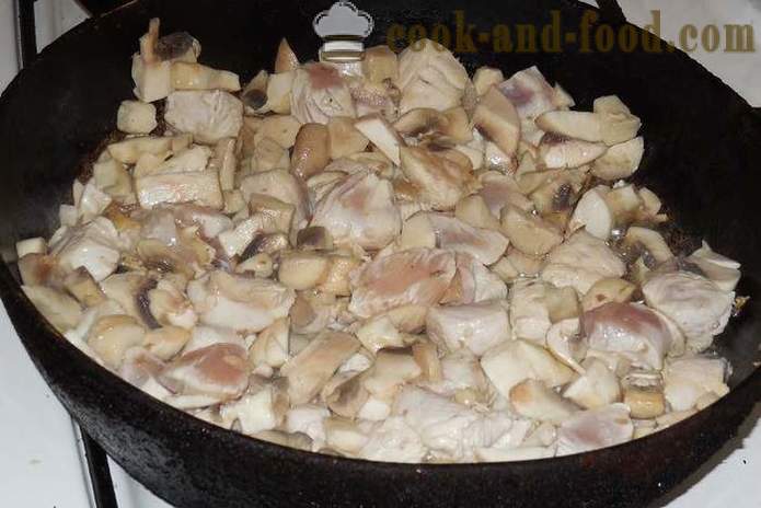 Carne de pui cu ciuperci sau modul de a găti tocană de pui - un pas cu pas reteta fotografii