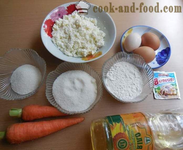 Prăjituri Cheagul de brânză cu morcovi în multivarka - Cum de a găti prăjitură cu brânză morcov - un pas cu pas reteta fotografii