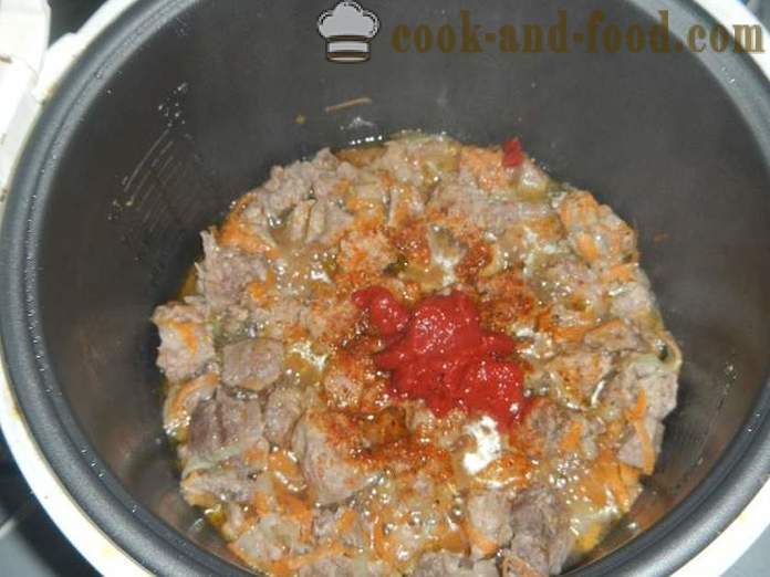 Gulaș de porc delicioasă în multivarka sos sau carne de porc - un pas cu pas reteta cu fotografii Cum de a găti gulaș de porc