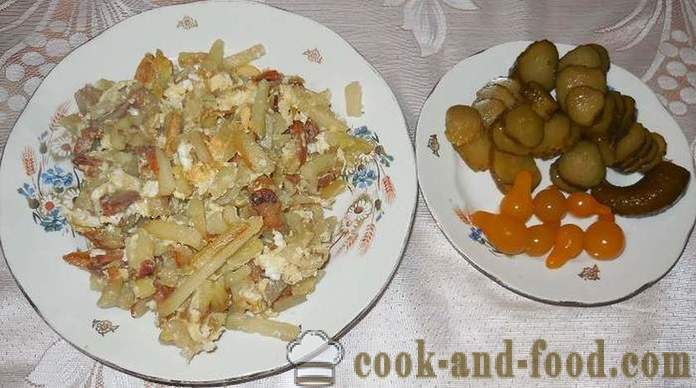 Cartofi prăjiți într-o tigaie cu șuncă și ouă - cum să gătească cartofi prăjiți delicios și corect, pas cu pas reteta cu fotografii.