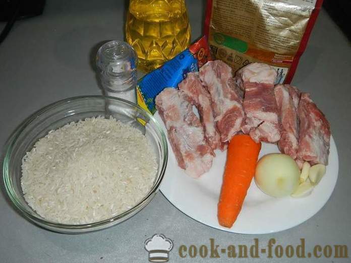 Carne de porc și orez crocant în multivarka - modul de a găti orez cu carne în multivarka, pas cu pas reteta cu fotografii.