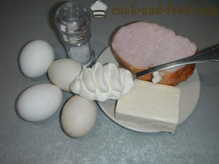 Rola de omleta cu crema de brânză, și sturioni - modul de a găti omletny rola cu umplutura, un pas cu pas reteta cu fotografii.