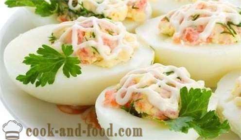Ouă umplute cu brânză și usturoi - preparate reci, reteta cu o fotografie